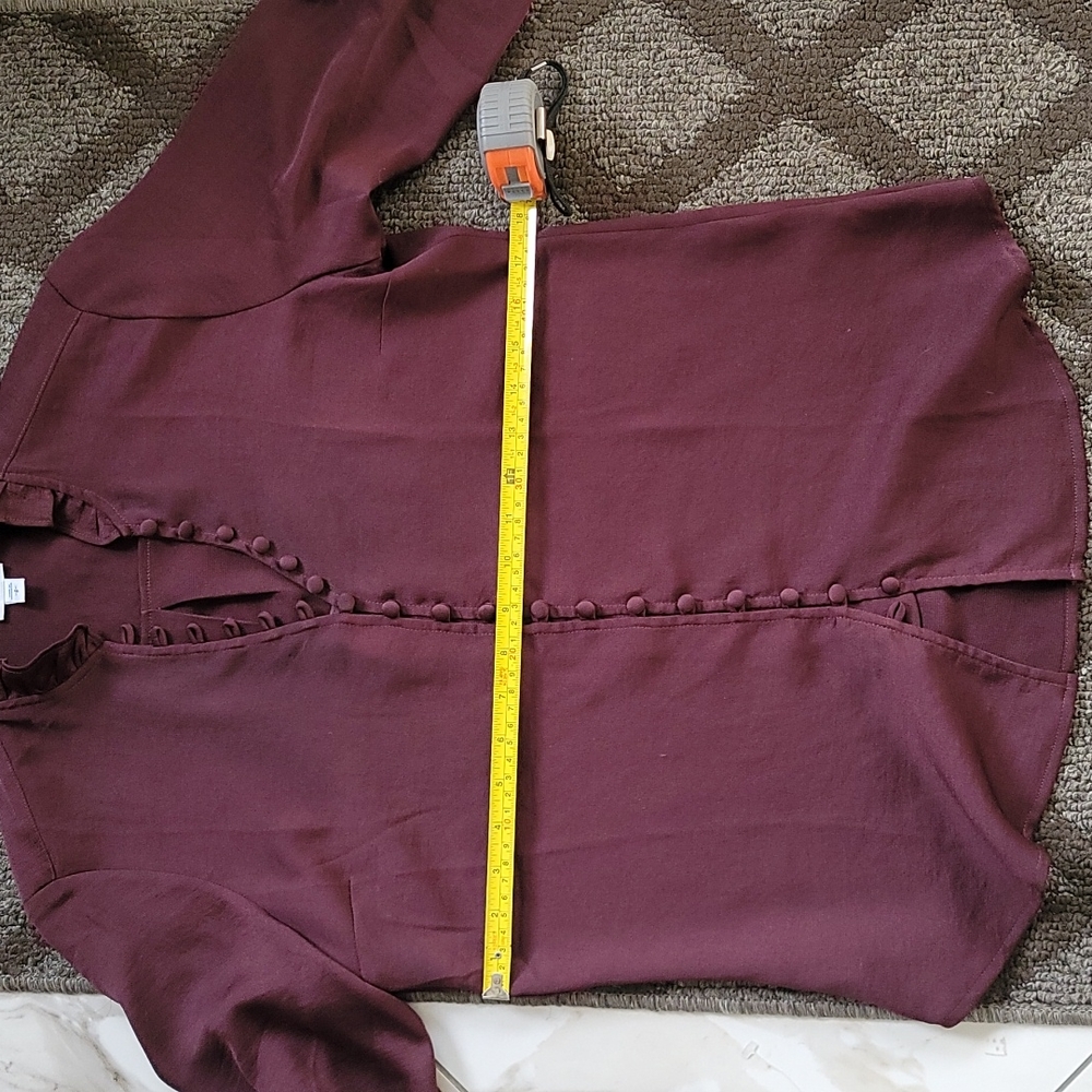 Express Maroon Button Down Blouse, Medium - image 5